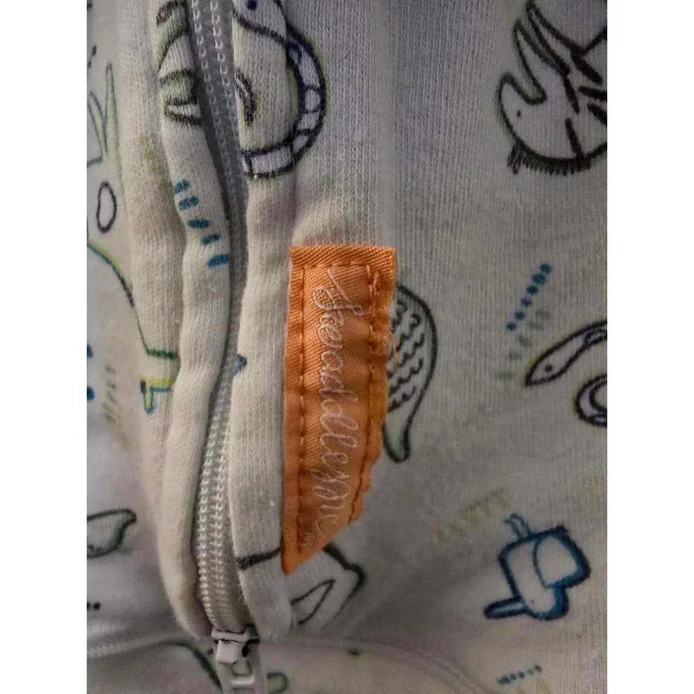 SwaddleMe Cotton Baby Sleep Sack Animal Print Green White SM/L Wearable Blanket